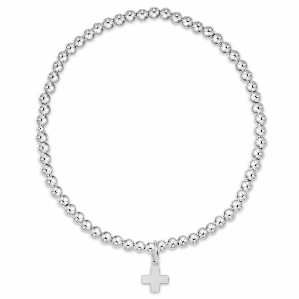 NEW ENEWTON women's classic sterling 3mm bead bracelet in signature cross